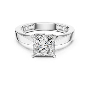 Anillo de Compromiso de Oro Blanco de 14K con Diamante Cultivado en Laboratorio de Corte Princesa de 1.5 Ct |   Anillo de Compromiso para Mujer con Certificado IGI |   Diamante Cultivado Nuevo - Product Image 1
