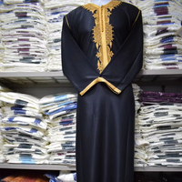 Qamis marocain personnalisé ODM pour hommes adultes, formel, prêt-à-porter d'été, longueur cheville, manches courtes, col Jubba, en viscose respirante