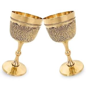 Copa de vino de decoración Medieval ecológica de latón macizo hecha a mano de primera calidad - Product Image 3