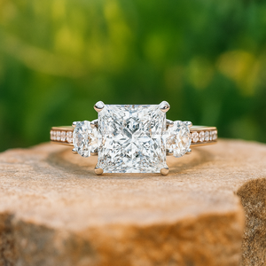 แหวนแต่งงานสุดหรูสีทอง14KT สำหรับเจ้าหญิงตัดเพชรโมอิสซาไนท์สำหรับงานเลี้ยง - Product Image 2