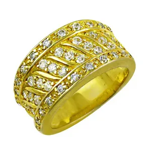 Anillo de Estilo Religioso Romántico Vintage Chapado en Oro para Mujer con Piedras de Circonita Cúbica, Diseño Moderno con Incrustaciones, Joyería de Moda - Product Image 2