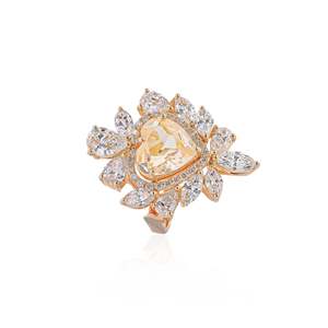 Sunshine Spectacle <b>Ring</b>-<b>Adjustable</b> Brass <b>Ring</b> with Zircon Stone Trendy Waterproof Jewelry for Anniversary - Product Image 3