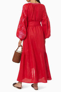 Latest Stylish Loose Fit Boho Style <b>Dress</b> Hand Embroidery <b>Long</b> <b>Sleeves</b> Women Ukraine <b>Dresses</b> - Product Image 4