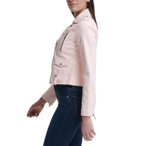Veste en cuir de moto pour femme, sur mesure, de haute qualité, coupe ajustée, couleur rose, respirante, en cuir de motard - Product Image 5
