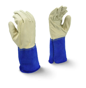 Guantes de seguridad de lona de Palma de cuero Guantes de soldadura Tig Vender guantes de trabajo Calor de cuero de vaca de alta calidad - Product Image 1