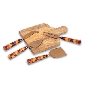 Portabilidad Juego de herramientas para queso de madera y acero inoxidable de 3 piezas Juego de rebanador de queso y esparcidor de mantequilla Fabricante Mayorista - Product Image 4