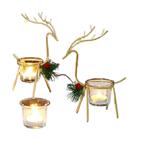 CHRISTMAS METAL DEER SHAPE <b>TEALIGHT</b> CANDLE <b>HOLDER</b> WITH GLASS Christmas Reindeer <b>Tealight</b> Candle <b>Holders</b> - Product Image 6