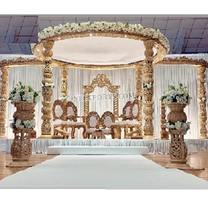 Lujoso Gujarati Ceremonia DE BODA Mandap Configuración Gran Ceremonia de boda hindú Mandap Más bonita Boda interior Mandap de madera EE. UU. - Product Image 1