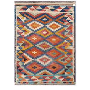 Alfombra Kilim de Maimana, Afganistán, 199 x 145 cm, Alfombras y Juegos de Alfombras - Product Image 1
