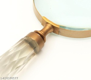 แว่นขยายทำมือพร้อมขาตั้งโลหะ ด้ามจับเรซิ่นลายตาราง แว่นขยายด้ามไม้ แว่นขยายโลหะ - Product Image 2