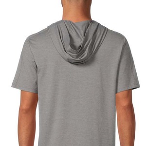 Camiseta con Capucha para Hombre, Corte Regular, Color Gris Sólido, Informal, Transpirable, de Poliéster Tejido, para Verano - Product Image 6