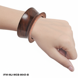 Brazalete de Madera de Palisandro Oscuro Hecho a Mano, Joyería de Madera Gruesa Pulida y Lisa, Brazalete de Madera Ancho Minimalista Estilo Boho para Mujer - Product Image 6
