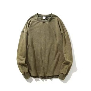 Top tendances hommes Vintage lavage à l'acide sweats col rond vêtements de sport lavage à l'acide coupe ample sweats coton polaire respirant 450g - Product Image 6