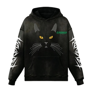 Sweat-shirts à capuche personnalisés en coton 100% premium doublés de molleton, effet délavé, avec logo, impression sérigraphique, broderie, écologiques, pour hommes - Product Image 2