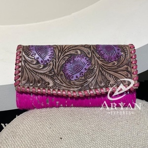 Cartera de cuero con herramientas manuales occidentales, monedero metálico de cuero genuino, tarjetero occidental de alta calidad Premium, Cartera de lujo - Product Image 1