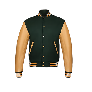 Veste universitaire personnalisée OEM, toile douce en laine, manches en cuir PU, logo brodé, ourlet côtelé, fermeture à boutons-pression, commande en gros, ajustement - Product Image 1