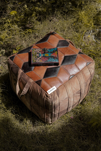 <b>Pouf</b> Ottoman Foot Stool Ottoman Foot Rest Handmade Leather Moroccan Footstool Square Floor <b>Poufs</b> for Living Room Bedroom Decor - Product Image 2