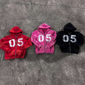 Conjunto Deportivo Casual de Invierno para Hombre, Lavado Ácido, con Sudadera con Cremallera y Pedrería y Pantalones Deportivos Acampanados, 100% Algodón Transpirable con Forro Polar - Product Image 2