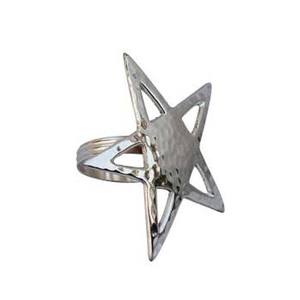 Rond de serviette en métal gravé à la main avec motif étoile argentée, design de serviette, vaisselle royale - Product Image 1