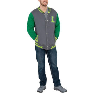 Veste universitaire personnalisée avec logo, manches en cuir, broderie noire, veste de baseball pour couple, veste universitaire pour homme, veste varsity - Product Image 6