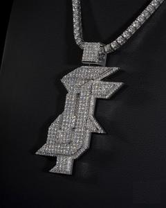 Colgante de Lujo Unisex de Plata de Ley 925 con Oro Rosa y Diamante Moissanita, Joyería Hip Hop Totalmente Adornada, Diseño Personalizable para - Product Image 3