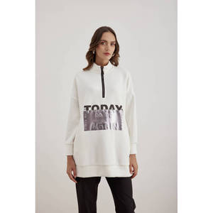 Blusa de Punto Estampada con Cierre de Cremallera, Estilo Casual para Primavera y Otoño - Product Image 1