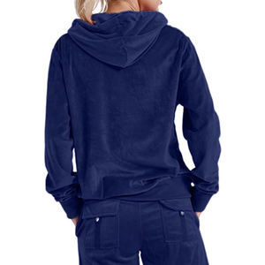 Ensemble sweat à capuche et pantalon de survêtement en velours lourd de fabrication professionnelle survêtement en velours de conception personnalisée pour les femmes - Product Image 5