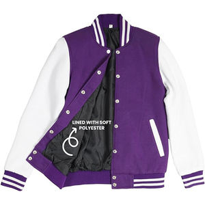 Chaqueta universitaria de retazos cortos de alta calidad para escuela, chaqueta forrada de lana con cuello levantado para mujer - Product Image 4