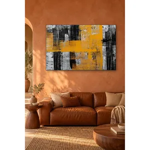 Impression sur toile Fida avec des traits de pinceau jaunes et noirs - Product Image 3