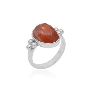 Regalo de Navidad Piedra solar natural 12x10mm Piedra preciosa ovalada desigual Anillo de plata 925 3,05 GMS hecho a mano Anillos de dedo de Plata de Ley 925 - Product Image 5