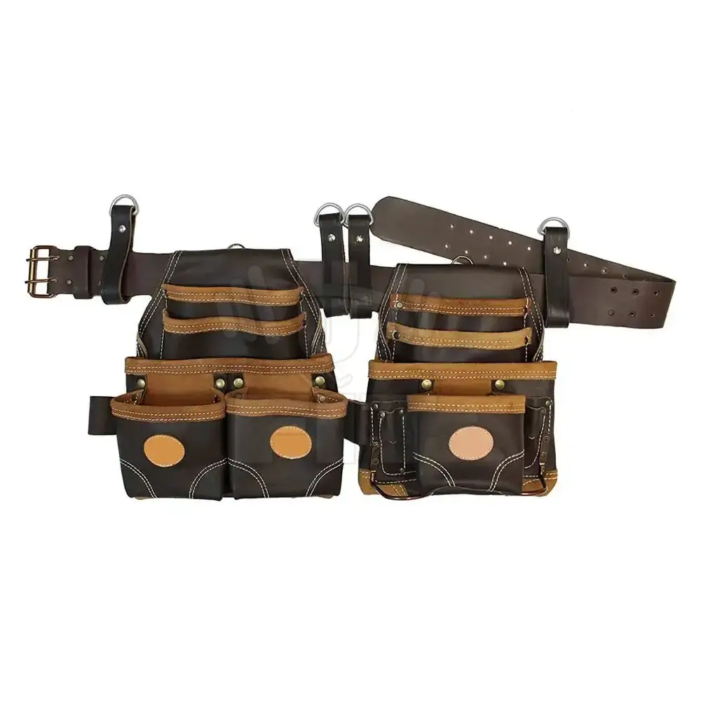 Fabricant pakistanais personnalisé votre logo ceinture de rangement d'outils en cuir ceintures d'outils en cuir léger en gros