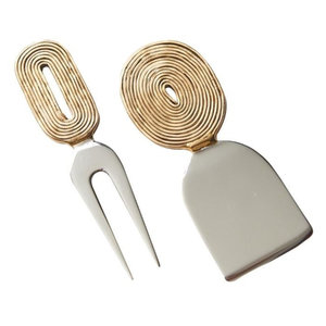 Ensemble d'outils à fromage en acier inoxydable plaqué or épandeurs couteau outil avec poignée de conception de tige de raisin couteau à beurre - Product Image 4