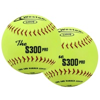Pelota de Softball Weston S300 de Cuero Sintético de 12 Pulgadas Color Amarillo y Blanco