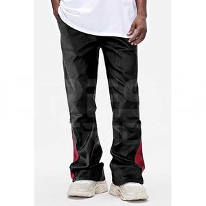 กางเกงหนังเอวกลางลำลองสำหรับผู้ชาย, 100% หนังแท้ดีไซน์ลายทางโค้งตรง - Product Image 2