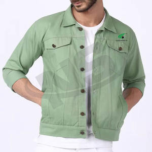 Veste en jean à logo personnalisé pour hommes veste en jean en coton de couleur unie mode de rue OEM vente directe d'usine - Product Image 1