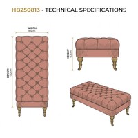 Banc ottoman Chesterfield moderne en velours capitonné avec pieds en chêne massif et roulettes, tabouret rectangulaire rembourré pour bout de lit, entrée ou hôtel