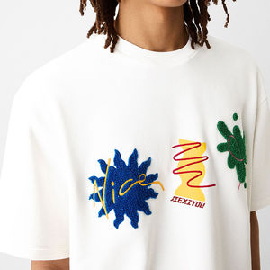 Vente en gros T-shirts décontractés de haute qualité avec broderie personnalisée pour hommes 95 coton 5 élasthanne 300gsm surdimensionné 100 coton pour hommes - Product Image 2