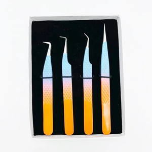 Pinzas de pestañas de Venta caliente Pinzas de pestañas personalizadas Pinzas de extensión de pestañas de volumen de color de dos tonos de acero inoxidable sólido - Product Image 6