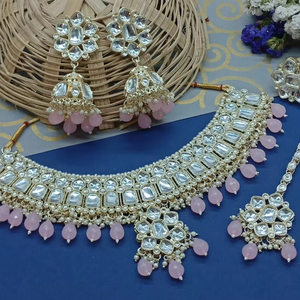 Indian Traditional Kundan Silver Plated Jewellery Set and Copper Necklace Set for Women & <b>Girl</b> Indian <b>Accessories</b> Jewlery Women - Product Image 1