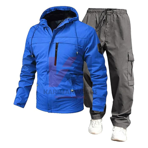 Ensemble de survêtement athlétique pour homme, 2 pièces, fermeture éclair intégrale, jogging décontracté, survêtement de sport, tenue de sport pour la salle de sport, la course à pied, l'entraînement - Product Image 1