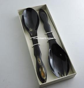 Nouveau design de service à salade en corne Ensemble de service à salade en corne Ensembles à salade en résine pour la décoration de table - Product Image 4