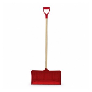 Longue pelle à neige manuelle en plastique pour l'hiver avec manche en bois, outil de déneigement rouge pour le jardin - Product Image 1