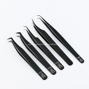 Los mejores suministros, pinzas para pestañas de volumen recto con punta de fibra, pinzas clásicas curvas individuales, agarre perfecto para pestañas, nunca se desliza - Product Image 4