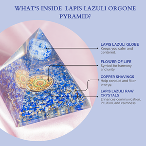 Pyramide d'orgone semi-précieuse en lapis-lazuli avec globe pour la méditation et la décoration – Meilleure vente - Product Image 5