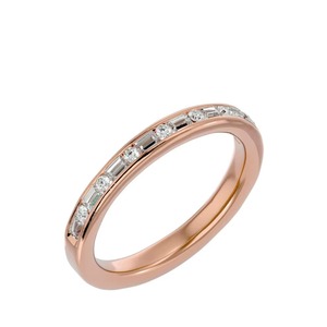 Anillo de Eternidad de Oro Rosa de 14k con Diamantes Moissanite de Corte Redondo y Baguette, Joyería con Engaste de Canal de un Proveedor Indio - Product Image 1