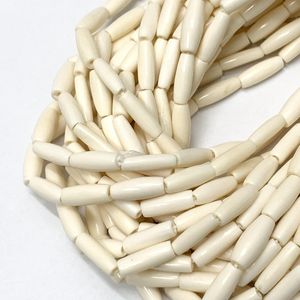 Cuentas de tubo de hueso de búfalo ecológicas hechas a mano, Blanco Natural pulido, personalizable, forma de tubo largo, collar de joyería, arte Tribal - Product Image 4