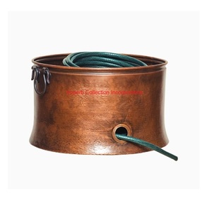 Support décoratif moderne pour tuyau d'arrosage Pot en acier gaufré cuivre antique Organisateur de stockage de tuyau d'arrosage pour patio extérieur - Product Image 5