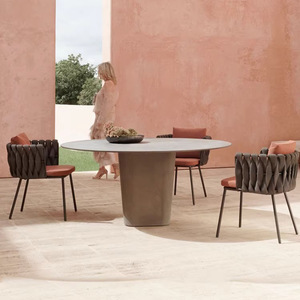 Luxury Nordic Solid Teak Wood <b>Outdoor</b> Dining <b>Table</b> Set <b>Black</b> Oval Sintered Stone Top Patio <b>Table</b> Weatherproof High End Villa - Product Image 1