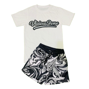 2025 personnaliser hommes tenue 2 pièces été short ensemble personnalisé broderie Logo décontracté Street Wear manches courtes Nylon panneau court - Product Image 5