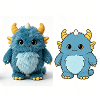 Jouets en peluche personnalisés à logo, best-sellers, mignons, doux, bleus, petits monstres en peluche, vente en gros, jouet en peluche personnalisé pour cadeau